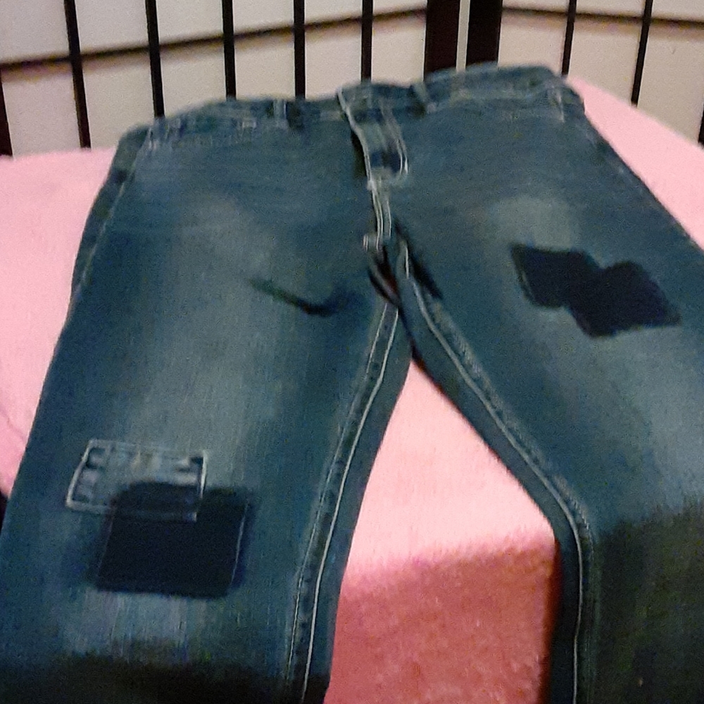 add on $12 - Boho med rise patch stretch skinny nwot